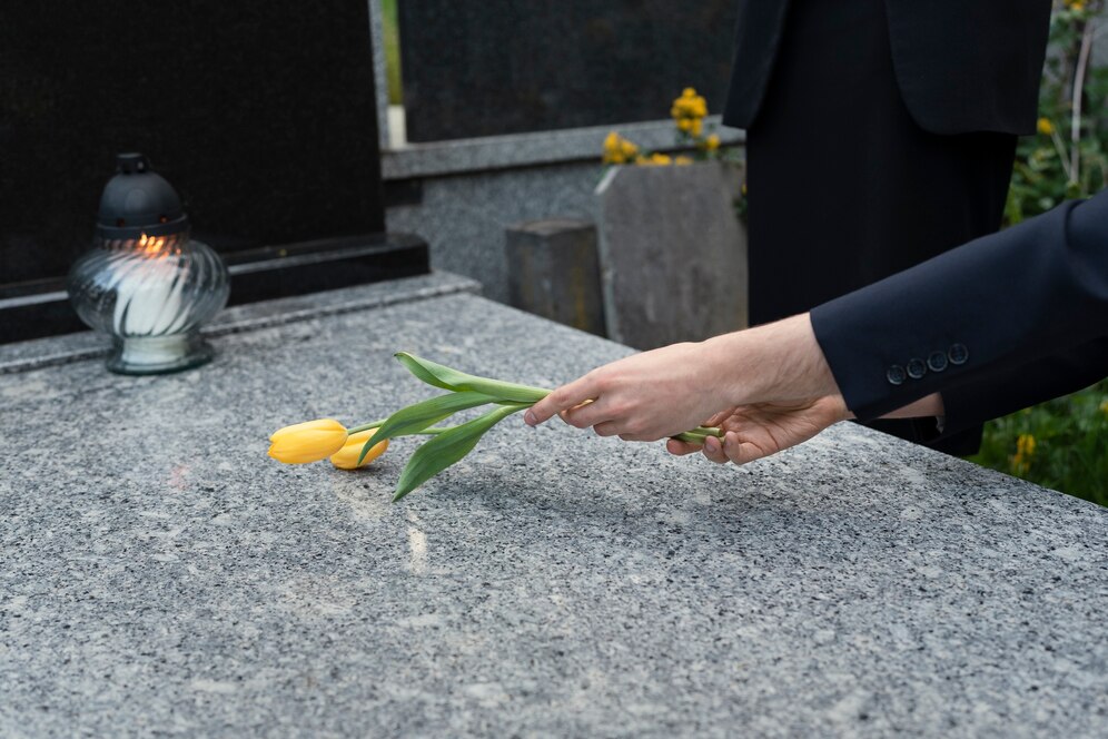 Tulips being brought grave cemetery 23 2149435511