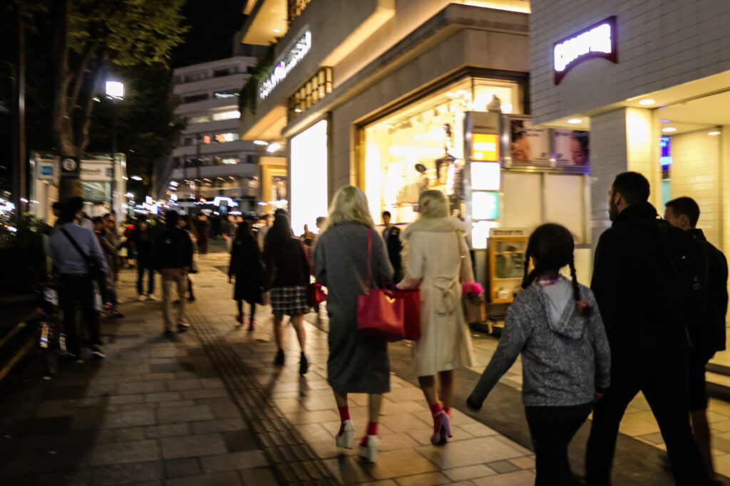 Woman city night