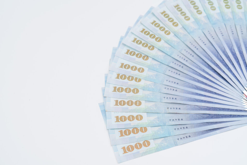 1000 new taiwan dollars isolated on white background