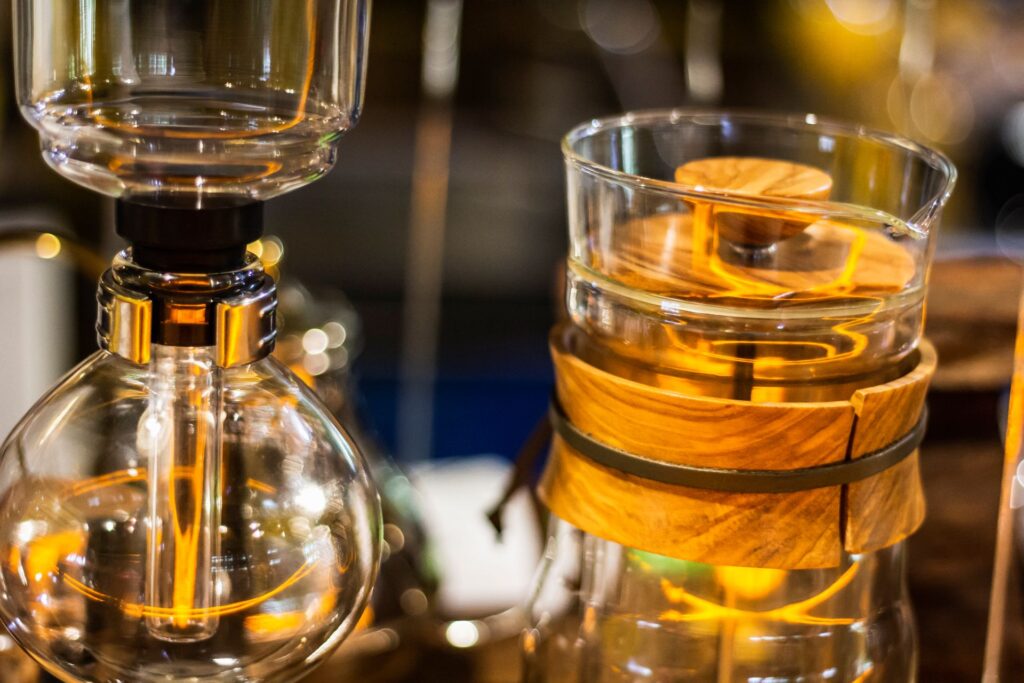 Close up wine glass table