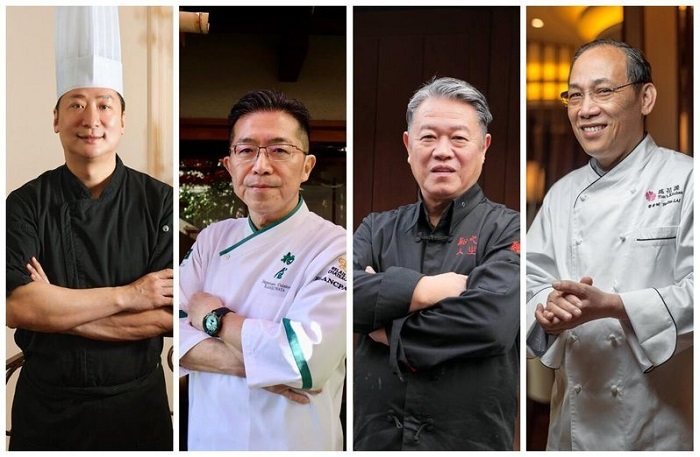 玉天璽行政主廚陳國華(左起),首席顧問松尾英明、魏禧之、黎有甜。圖/玉天璽提供