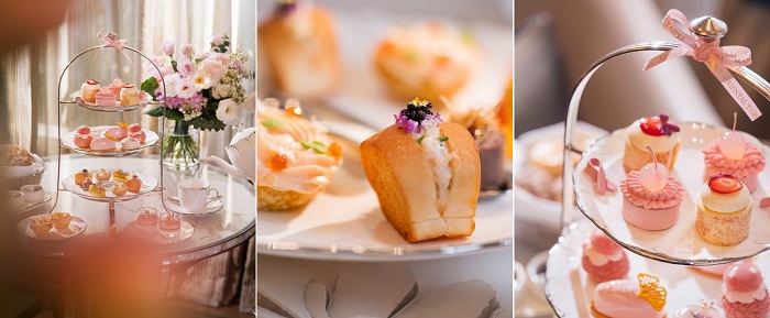 10 月 1 日起至 10 月 31 日，在粉紅絲帶月裡，青隅推出期間限定 Pink Ribbon Afternoon Tea。圖／台北文華東方酒店提供